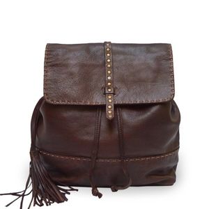 Anabaglish Leather Tassel Stud Backpack Brown New